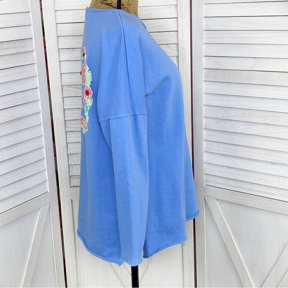 Crown & Ivy Elephant Raw Edge Tunic Shirt Periwinkle Blue Medium - Picture 5 of 15